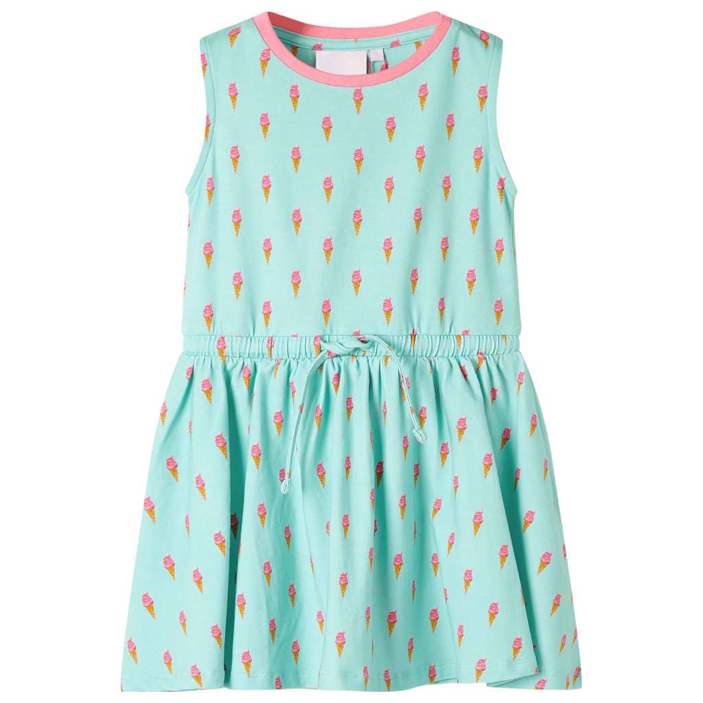 Vestito da bambina senza maniche con coulisse, scollo rotondo, in cotone, taglia 140, per feste estive, matrimoni, compleanni, vita quotidiana, feste