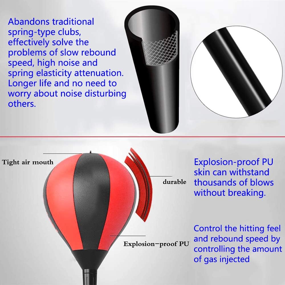 SFEEXUN Punching Bag with Stand for Kids Adults, Freestanding Punching Ball with Suction Cup Height Adjustable, Boxing Speed Bag for MMA Training Reflex Training Stress Relief & Fitness (Red) : Sports & Outdoors