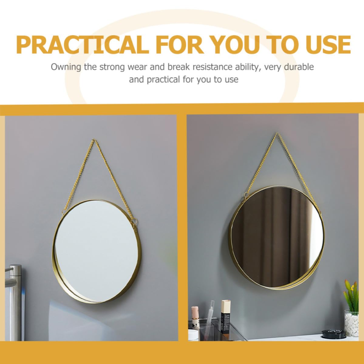 Round Wall Hanging Makeup Mirror Decorative Bathroom Vanity Mirror for Home Decor