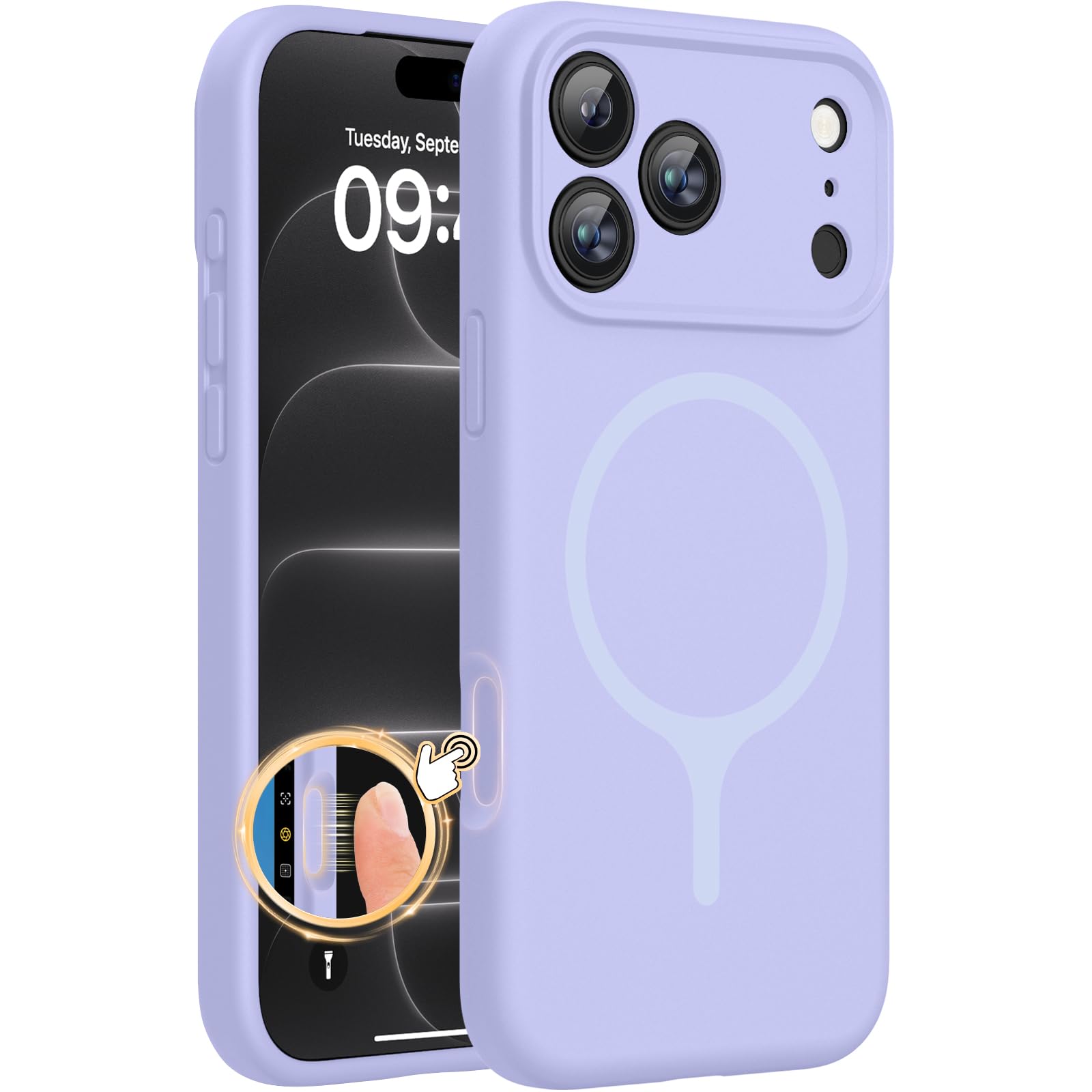 Miracase Magnetic for iPhone 18 Pro Case, Silicone, Light Purple