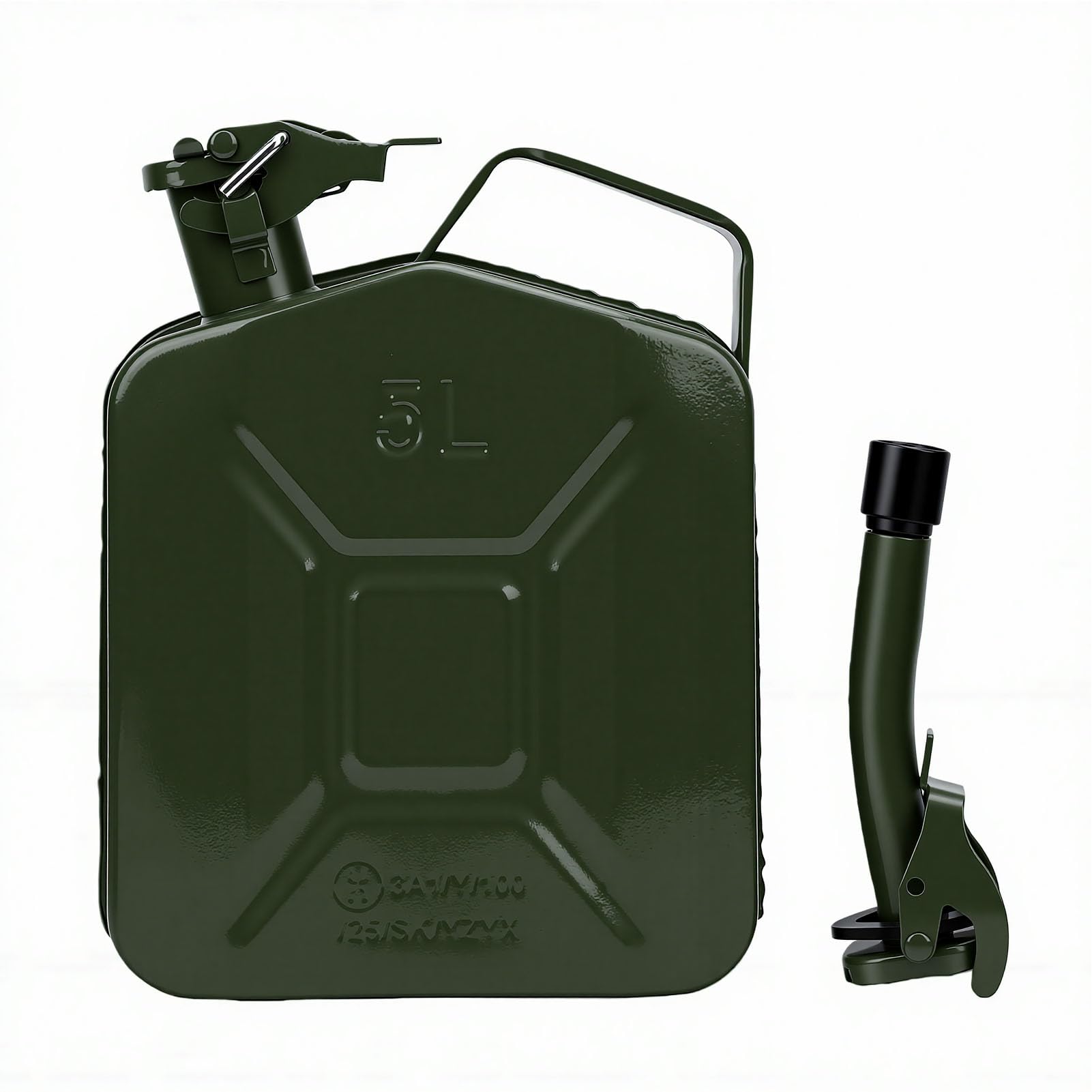 Fockety Tanica di Metallo da 5L per Carburante con Beccuccio, Contenitore | Contenitore per olio in metallo per camion, caraffa per gas anti-fuoriuscita, tanica per benzina, tanica per carburante di