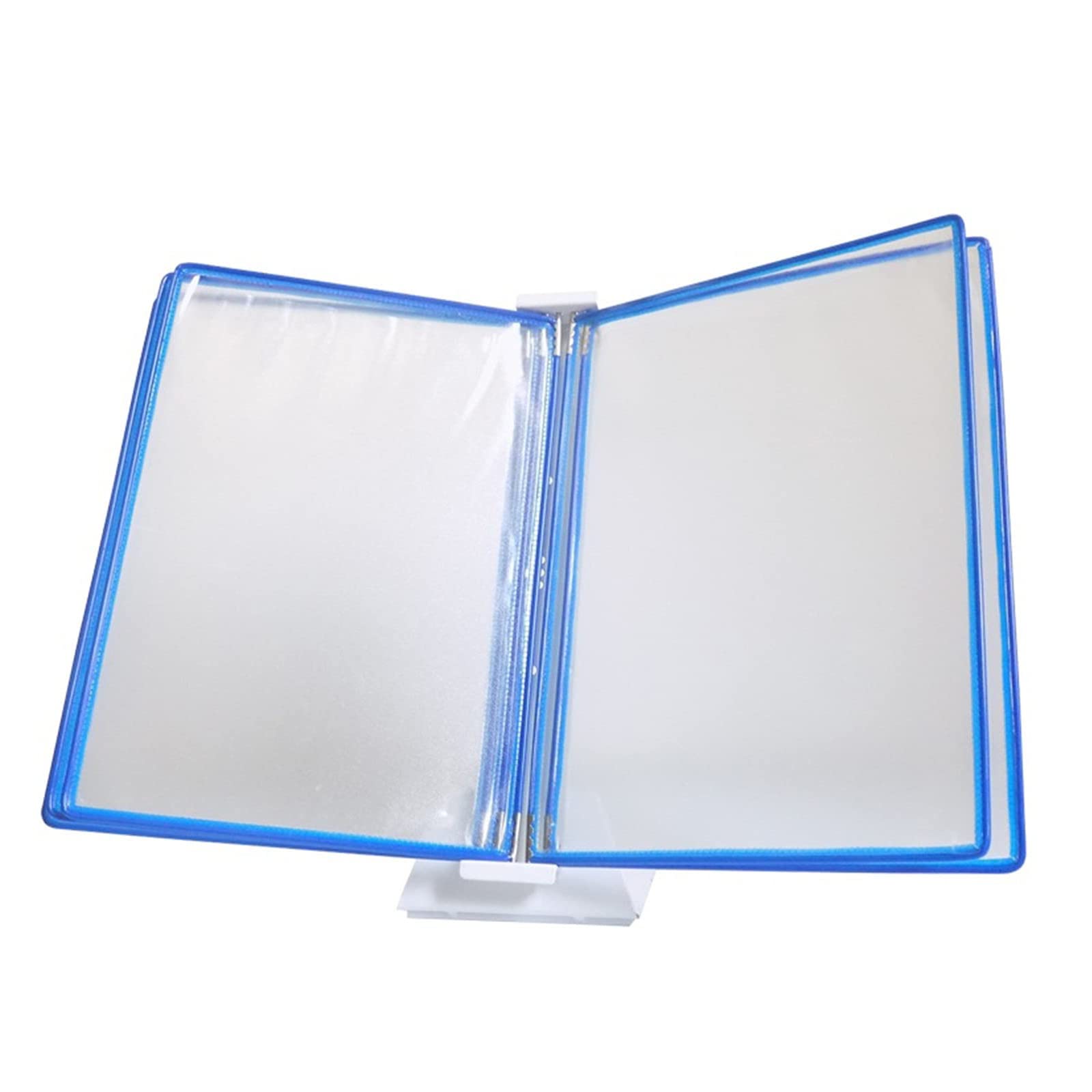OLSKFUH File Organizer For Desk - Desktop Reference Organizer, 5 Panels And Tabs, Display Panel Desk Unit, Storing And Displaying A4 Documents, Pvc And Metal Desktop Document Org,Blue
