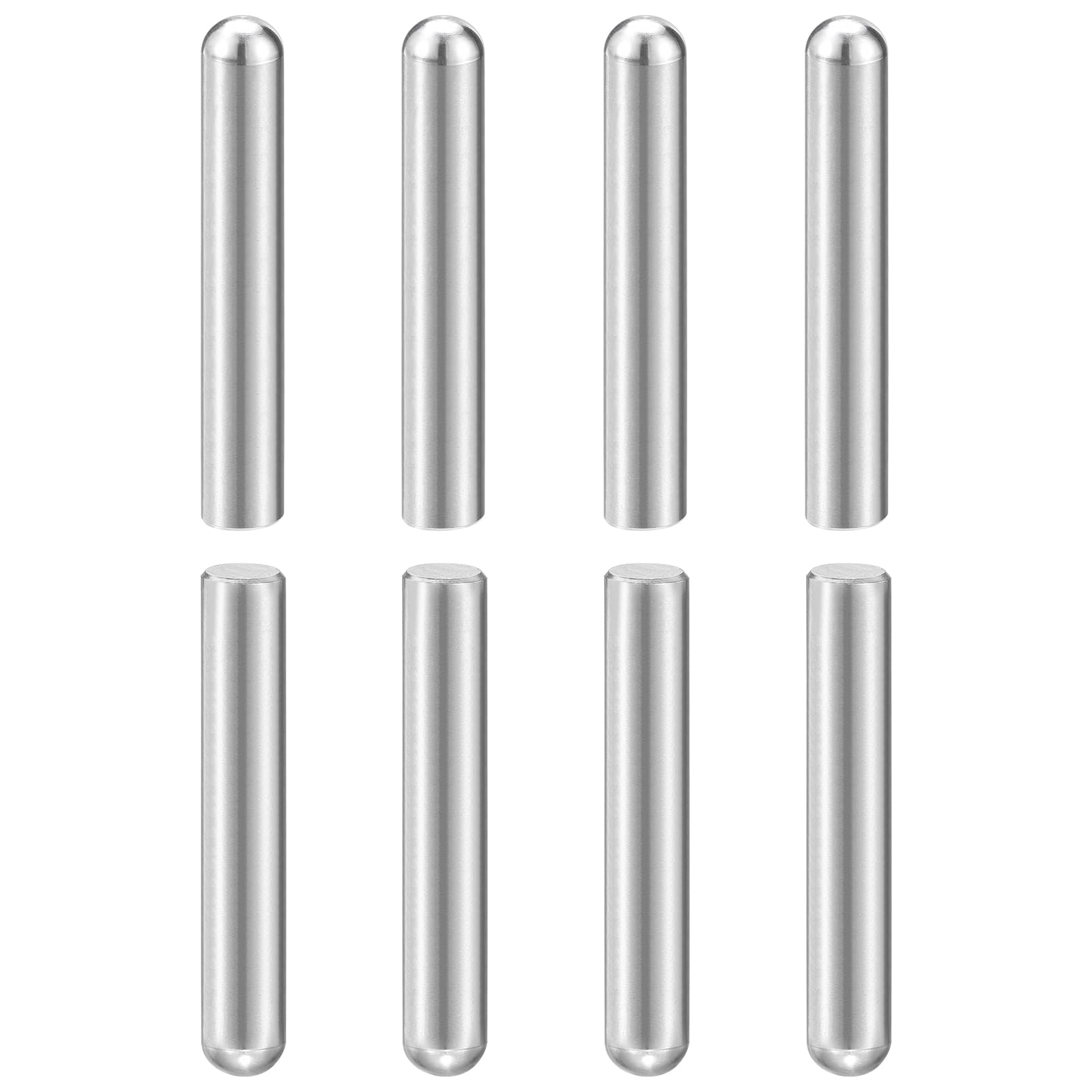 sourcing map 8Pcs 8mm x 50mm Dowel Pins, 304 Stainless Steel Cylindrical Round Head Shelves Support Pegs Locating Pin for Bookshelf Cabinet Furniture Component, GB831, Silver