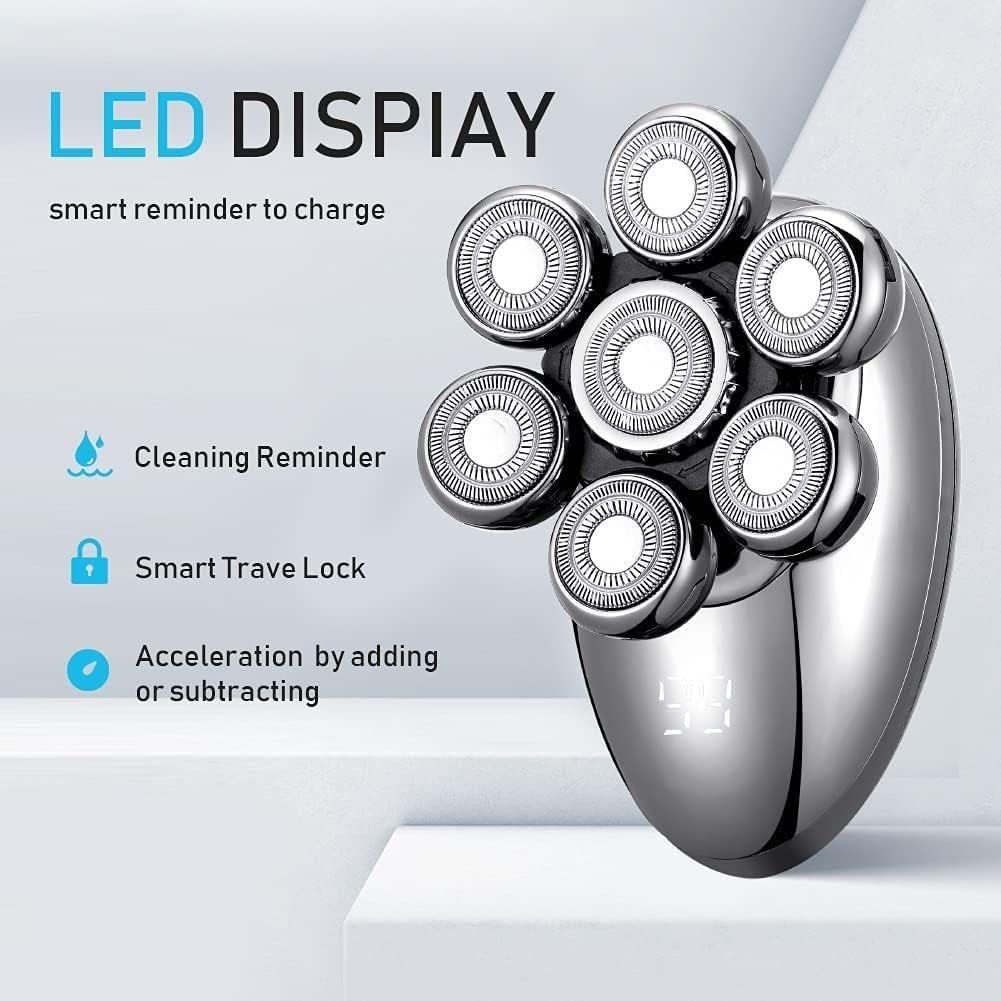 Rasoio elettrico per gli uomini, 5 in 1 Rasoio elettrico per gli uomini 7D Floating Cutter Head USB Ricaricabile Rotary Shaver Smart Multifunzionale Grooming Kit