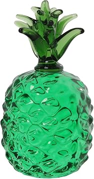 JOONOR Crystal Pineapple Statue Ornament Decorative Artificial Fruit Glass Figurine Tabletop Paperweight Crystal Ornament for Home Office,Green Pineapple