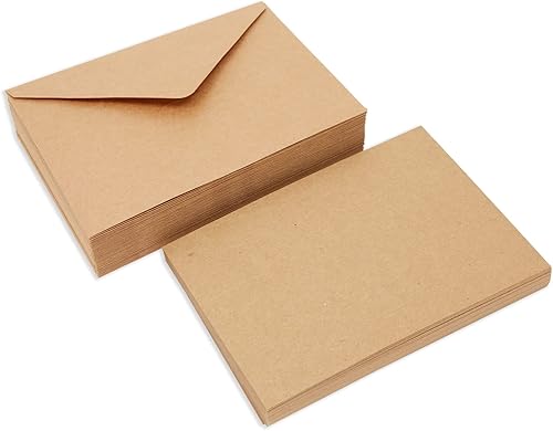 Miniatura 6 de Best Paper Greetings Paquete de 50 tarjetas y sobres en blanco de 5 x 7 pulgadas, papel kraft A7, tarjetas de notas para abrir cuando se abren