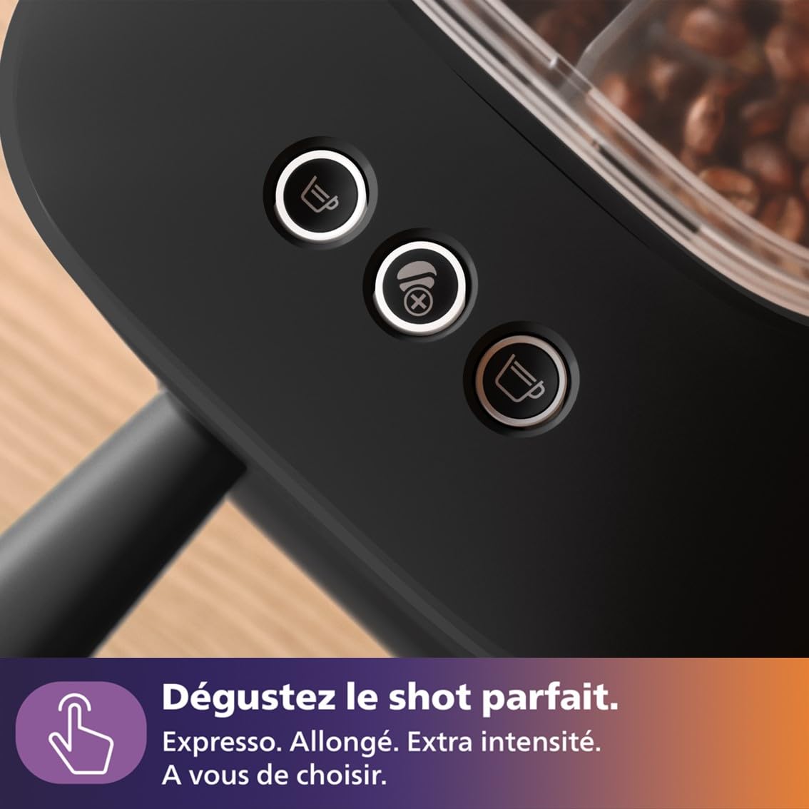 Machine à expresso Philips Baristina Variety - Bac à grains Double compartiment, Broyeur intégré, 16 bars, Nettoyage facile, Expresso et Lungo, noir/porte-filtre noir (BAR320/60)