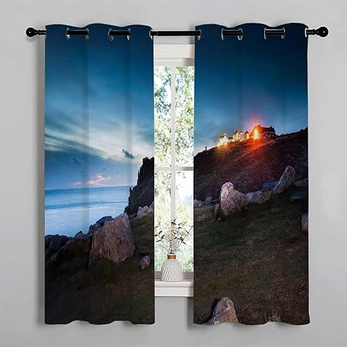 Cortinas de calor bloque de calor, paisajes, puesta de sol, noche, paisaje, divisor, de habitaciones, cortinas para ventanas de cuarto 55 pulgadas