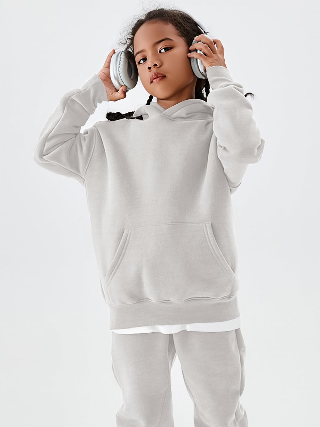 YKR Kids Sweatsuit Girls Boys Fleece 2 Piece Outfits Hooded Sweatshirt and Jogger Sweatpants Athletic Clothing Sets - Image 3