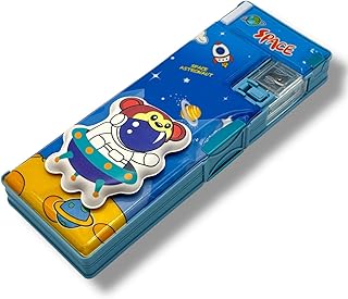 مقلمة ثلاثية الابعاد اشكال كرتونية من كيوشوب®️ لطيفة صندوق منظم اقلام رصاص كرتوني رائع للاولاد مع مبراة متعددة الوظائف للاطفال والبنات (Space 1)