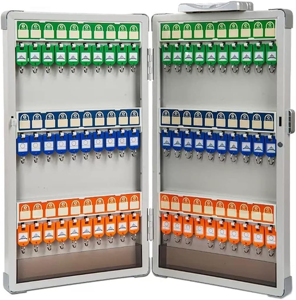 Caja fuerte de pared con cerradura combinada, capacidad para 32 llaves, caja de seguridad de acero con cuatro esquinas, para escuelas, oficinas y uso doméstico