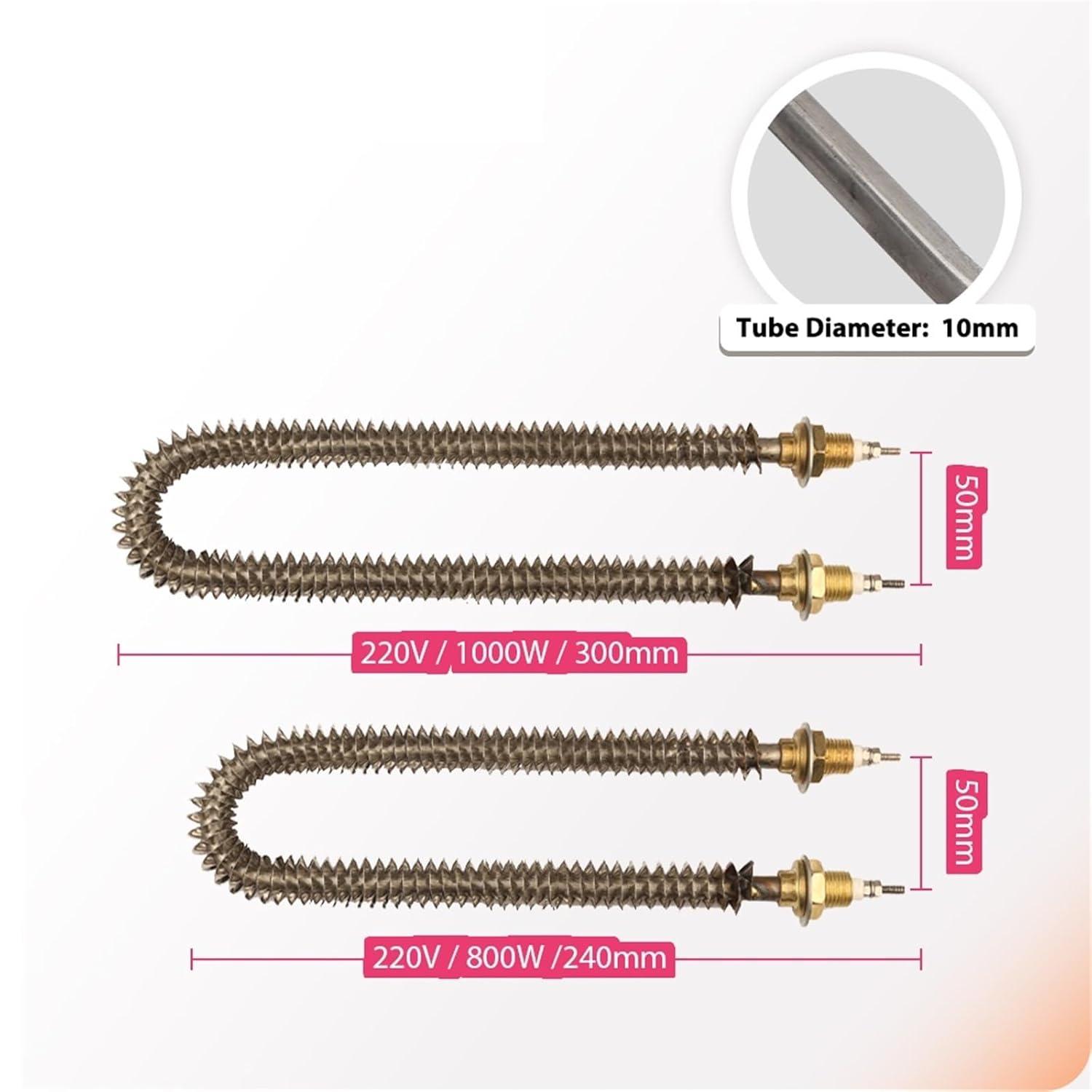 1000W 220V Finned Heater Heating Element M16*25 U Type Tubular Electric Heat Pipe for Steamer Cabinet/Oven/Stove