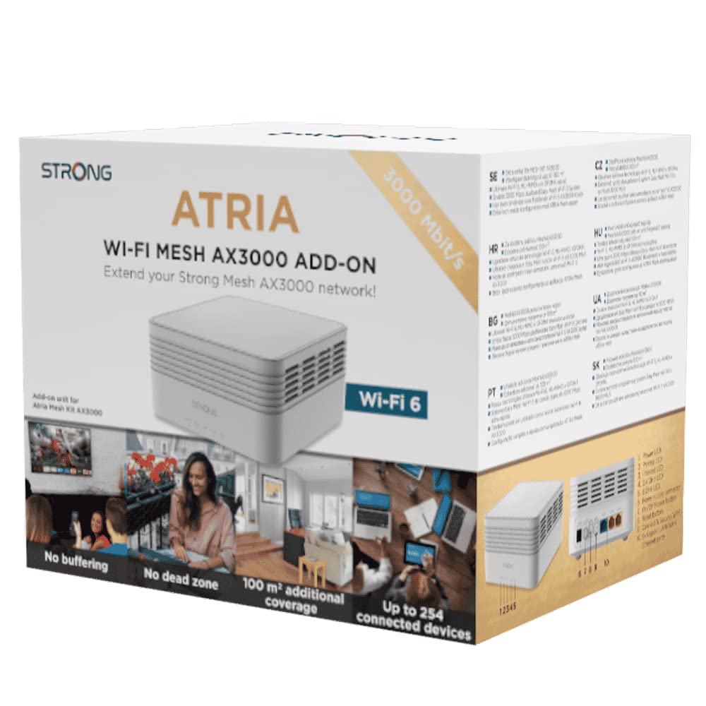STRONG ATRIA AX3000 Sistema Wi-Fi 6 de malla para todo el hogar, cubre hasta 3.600 pies cuadrados, 254 dispositivos conectados, roaming sin costuras, instalación sencilla (1 unidad)