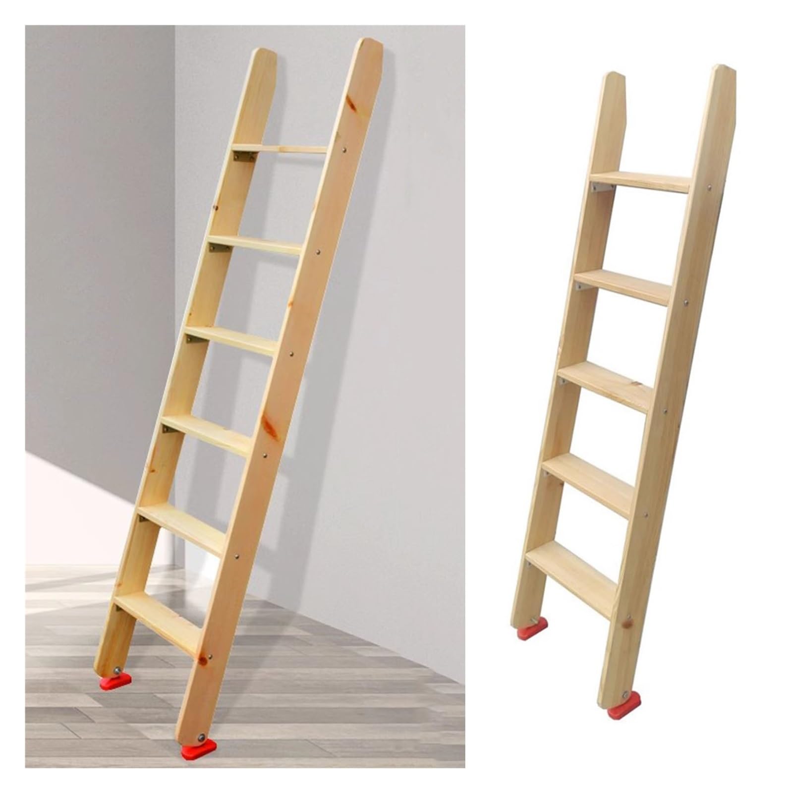 Wqpmnyg Wooden Twin Bunk Bed Ladder With Anti-Slip Rubber Feet - Sturdy Steps Replacement For, Elderly, Disabled Adults - Bed Ladder For Bunkbed