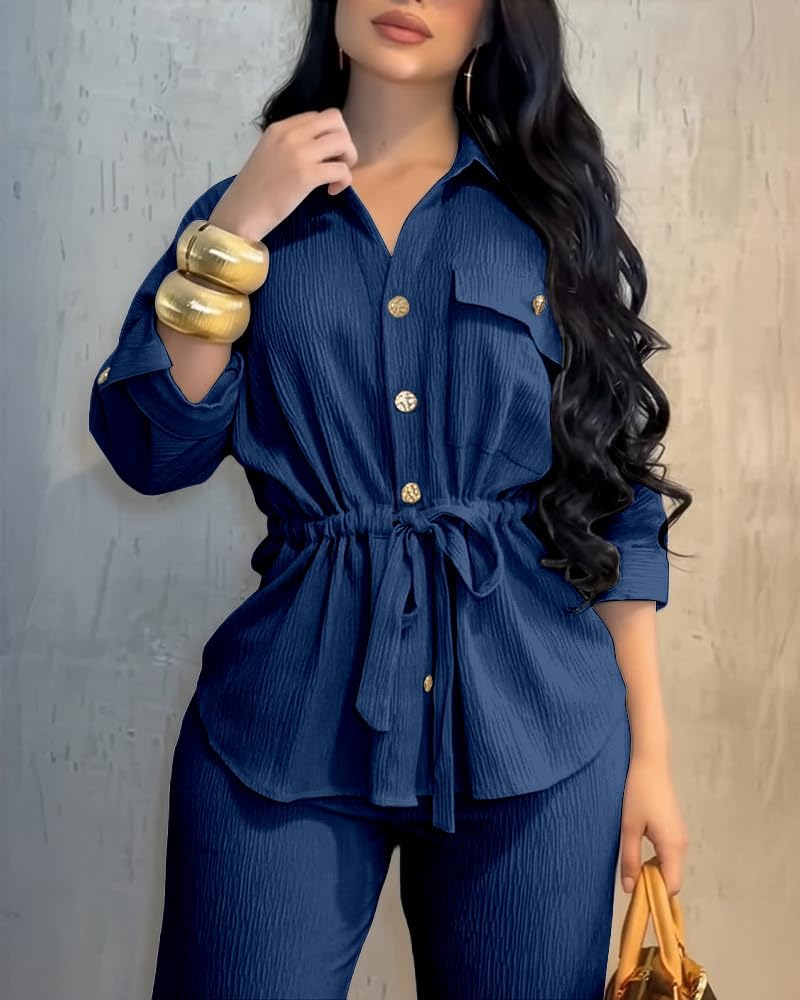 CHICME 2 Piece Sets for Women Fall Outfits Business Casual image 4