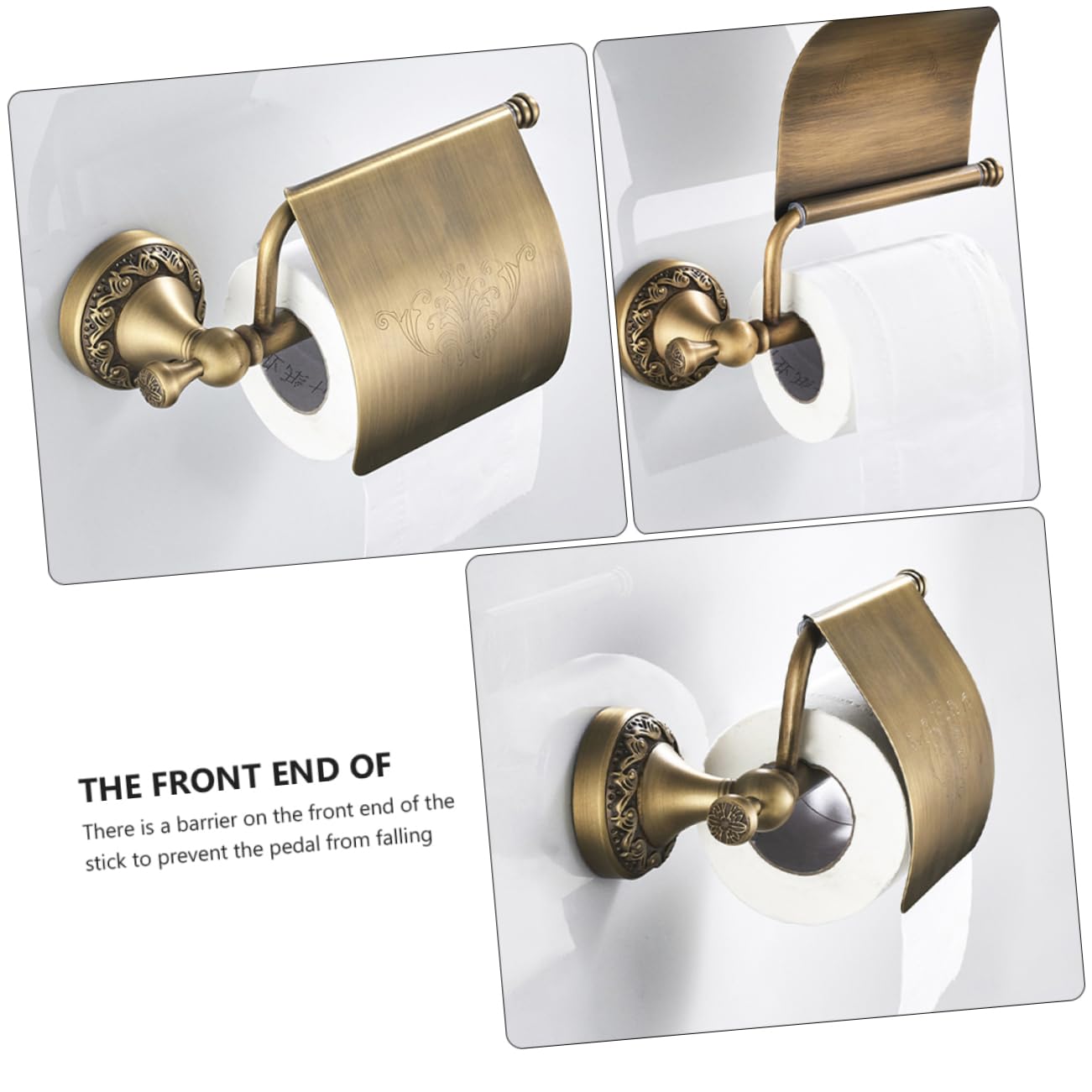 Portarrollos Montaje Perforado en Pared de Papel Higiénico, de Cobre Dorado, Diseño Simple y Elegante para Baño Doméstico y Hotel