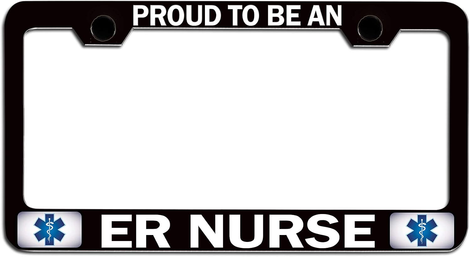 Proud to BE an ER Nurse Paramedic Doctor Nurse Black Steel Auto SUV License Plate Frame License Tag Holder, M18