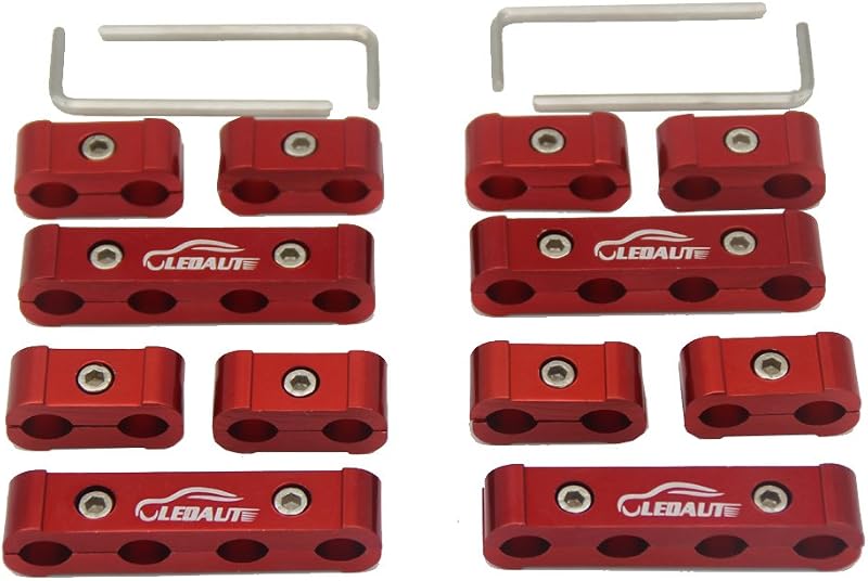 Separadores de fios de velas LEDAUT para cabos de 8 mm, 9 mm e 10 mm – 12 peças, vermelho