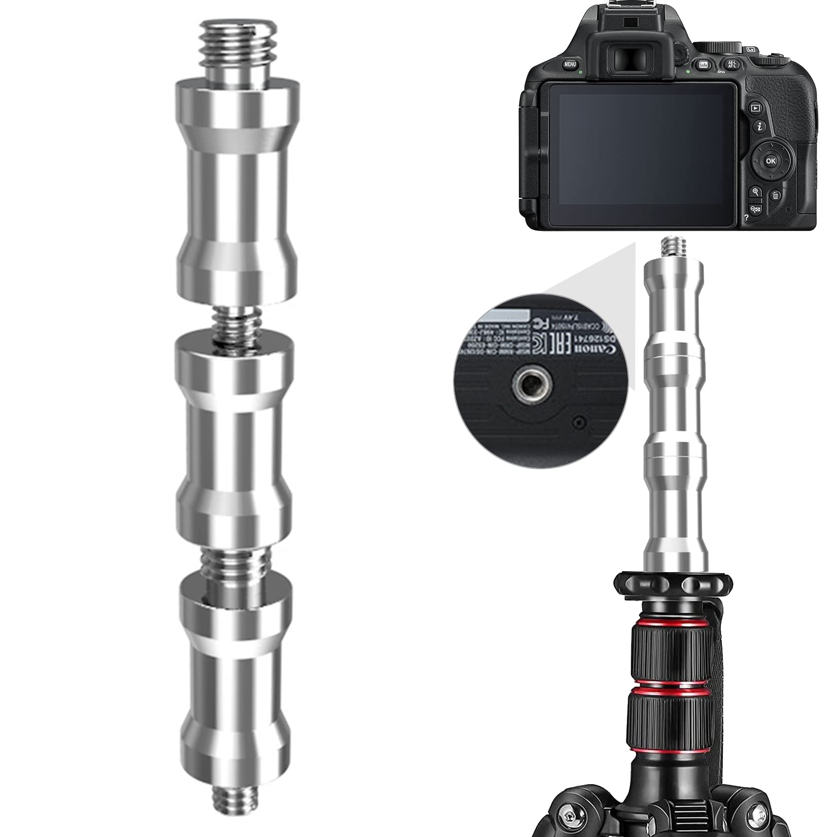 22 pezzi Adattatore a Vite per Filettatura da 1/4" a 3/8" Convertitore In Metallo Maschio Femmina Filettato a Vite Adattatore per Fotocamera DSLR, Treppiede, Rig a Spalla, Cavalletto