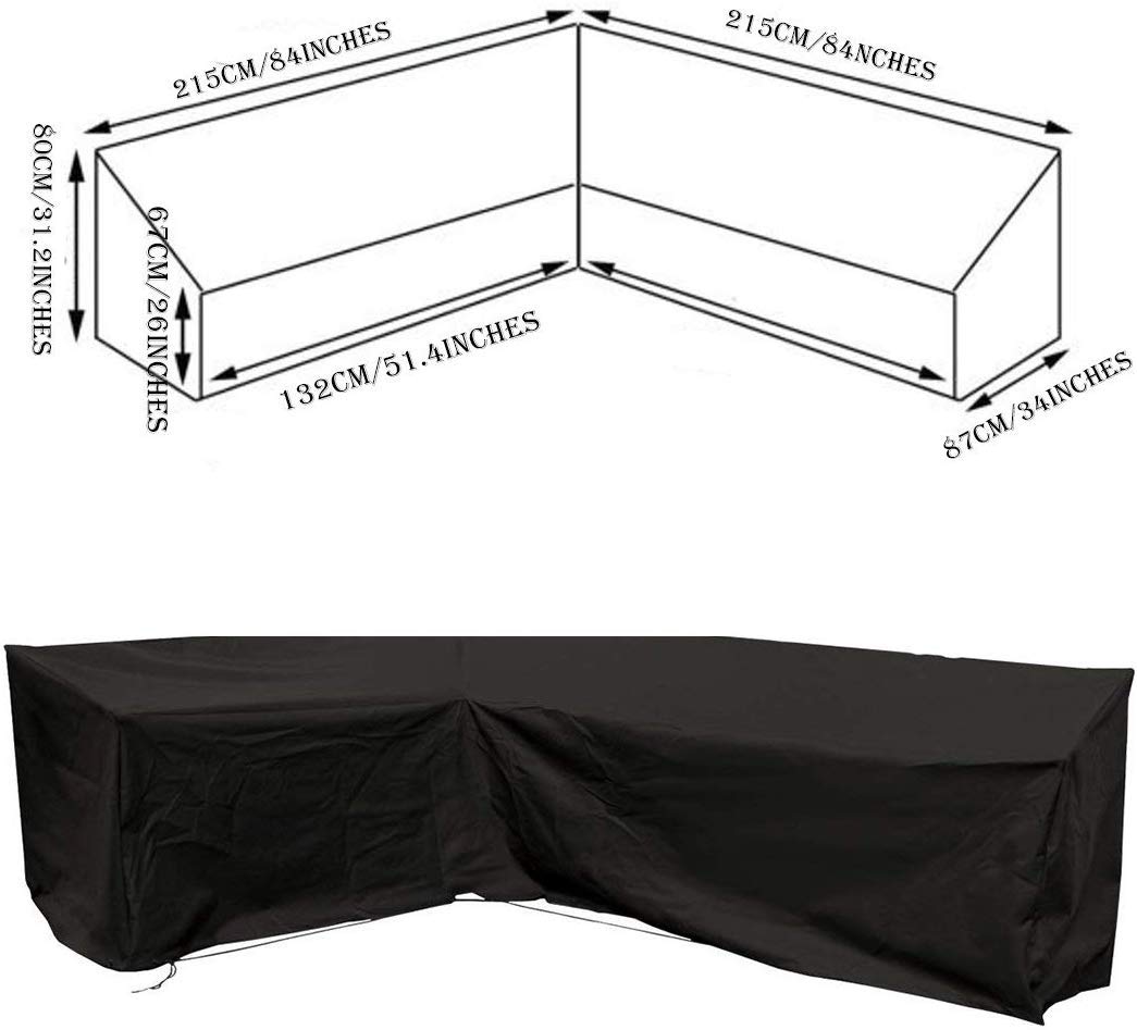 J&C Patio Furniture Sectional Couch Covers,Premium Outdoor Waterproof V Shape Garden Sofa Cover Weather Protection Patio Sofa Cover, Outdoor Sectional Furniture Cover (84x84in)
