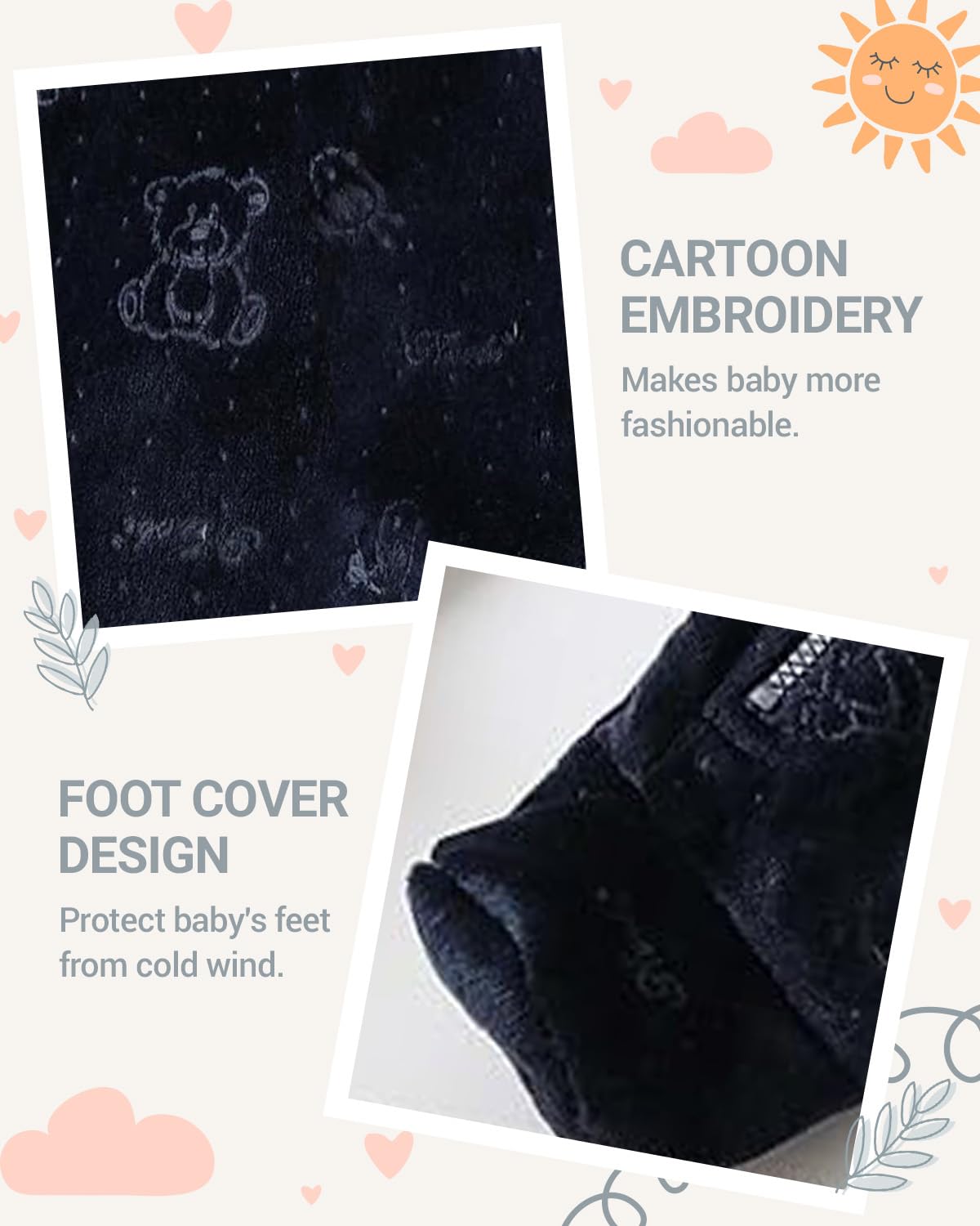 WYTbaby Combinaison de neige pour bébé en polaire avec capuche - Combinaison chaude pour l'hiver et l'automne - Pour garçons et filles de 0 à 12 mois