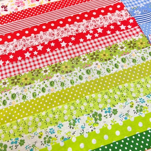 Image of Cotton Fabric DIY Making Supplies Quilting Patchwork Fabric Fat Quarter Bundles DIY for Quilting Cotton Patchwork Cushions (Pink /Purple, 9.8 inch x 9.8 inch)