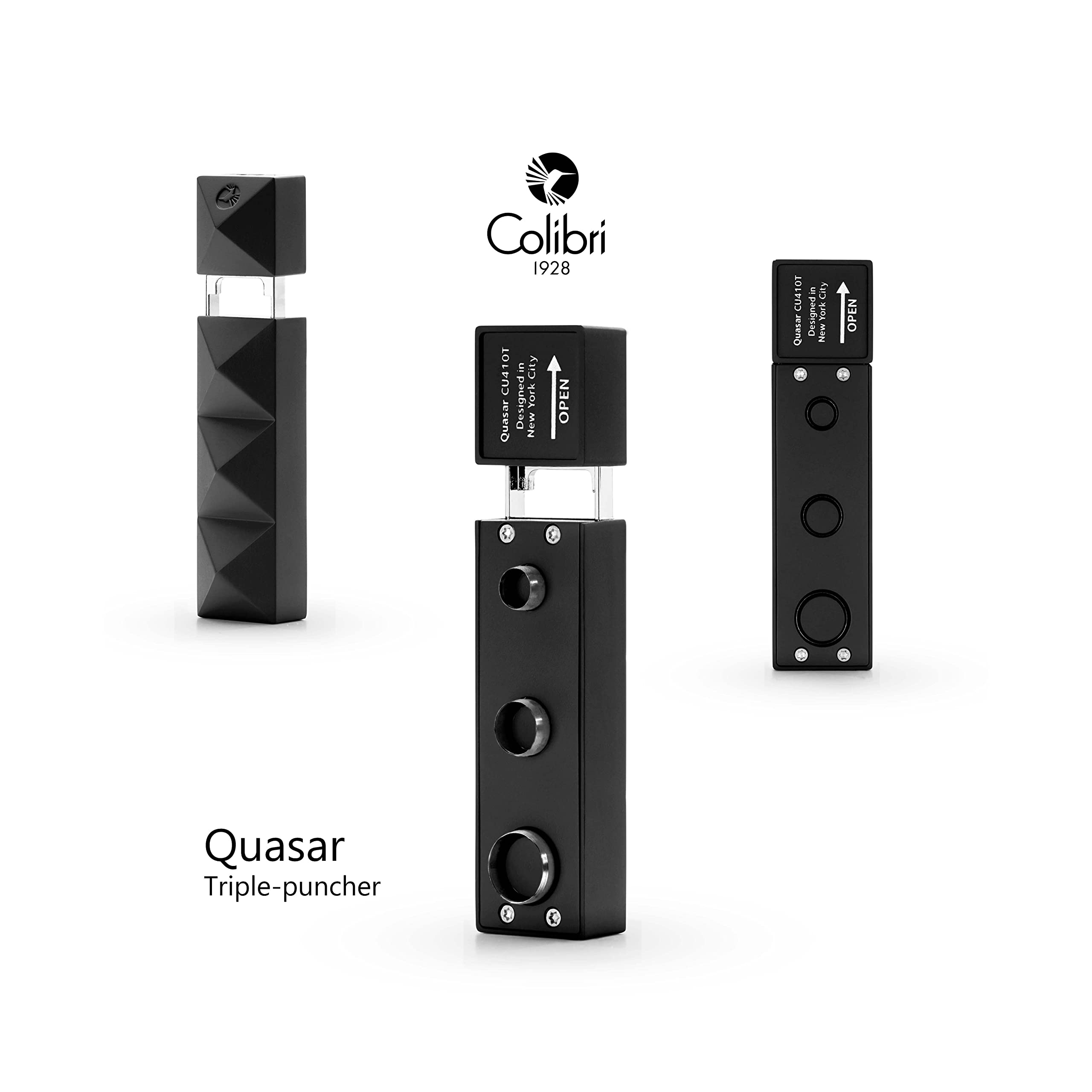 Colibri Quasar Perforador de cigarros puros - Aleación de metal-Tres tamaños de orificio diferentes- Diseño innovador-Se entrega en un elegante estuche -Excelente regalo para fumadores de cigarros