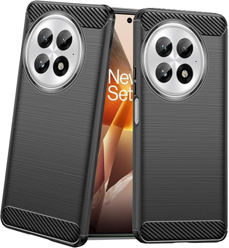 Image of NPRC Hybrid Ultra Slim Protective Case TPU Non-Slip Carbon Fiber Texture Shockproof Case Cover for Oneplus 13R - Black