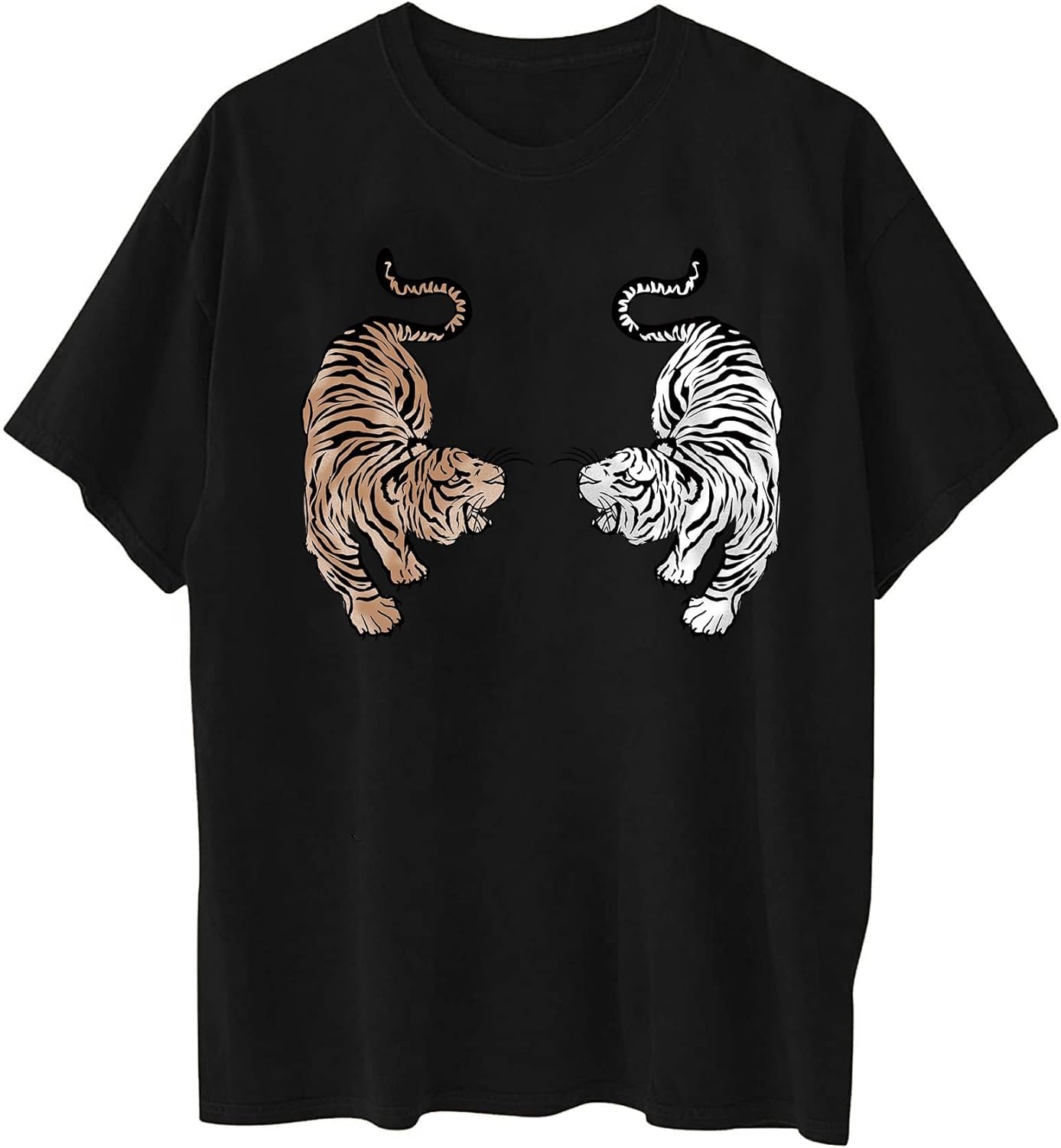 Avanova Women Tigers Graphic Oversized Tee Top Short Sleeve Loose Crewneck Summer T-Shirt - Image 3