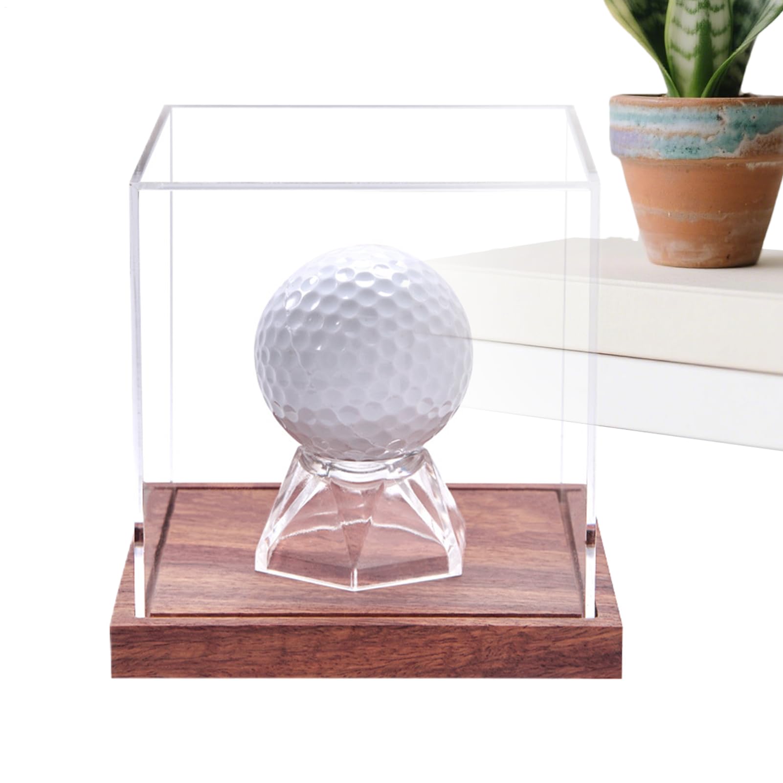 Estuche para Bolas de Golf,Caja Expositora De Bolas De Golf con Soporte De Madera | Estuche Protector para Trofeos A Prueba De Polvo Accesorios Deportivos