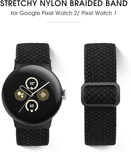 Miniatura 5 de BlackPro Correas trenzadas Solo Loop compatibles con Google Pixel WatchPixel Watch 2, correas elásticas de nailon elásticas ajustables con conector