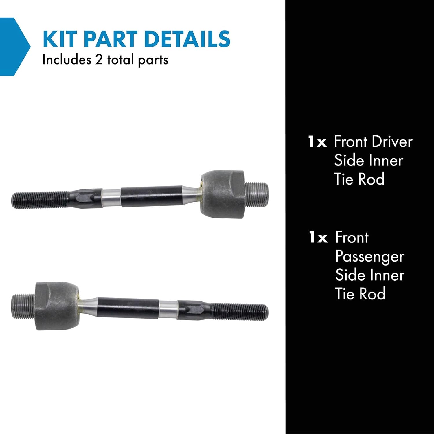 TRQ Inner Driver and Passenger Side Tie Rod Set 2 Piece Compatible with 2013-2017 Honda Accord L4 2.4L 2015-2020 Acura TLX L4 2.4L