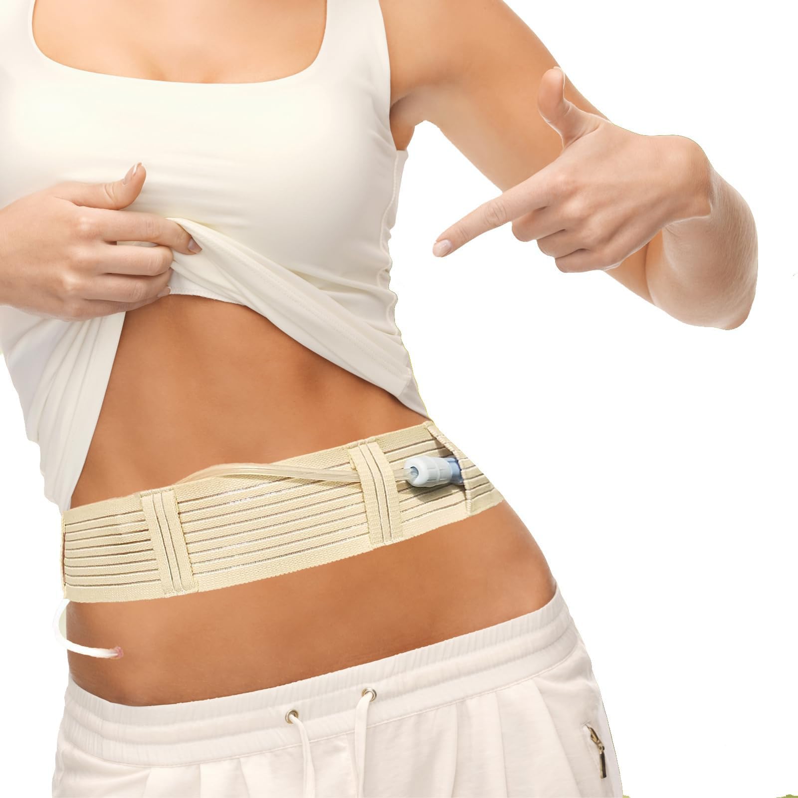 GEDRACKPMYN Elastic PD Catheter Holder Belt | Peritoneal Dialysis Accessories | Feeding Tube Belt for Men & Women | Dialysis Accessories | Ostomy Belt,L