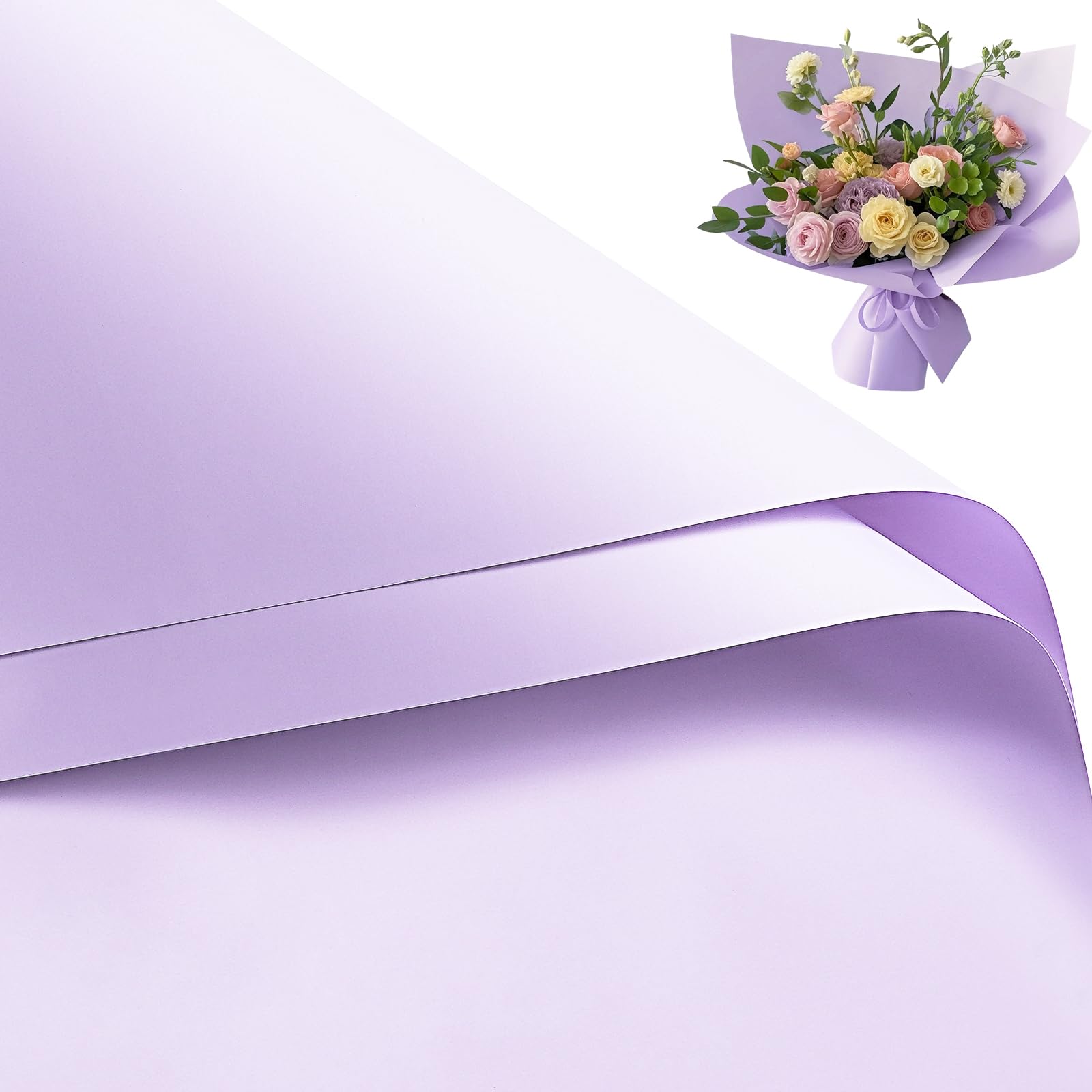 RUSPEPA 20 Sheets Flower Wrapping Paper, Waterproof Floral Bouquet Wrapping Paper, Florist Supplies Packaging for Birthday, Party, Wedding and DIY Crafts - Purple