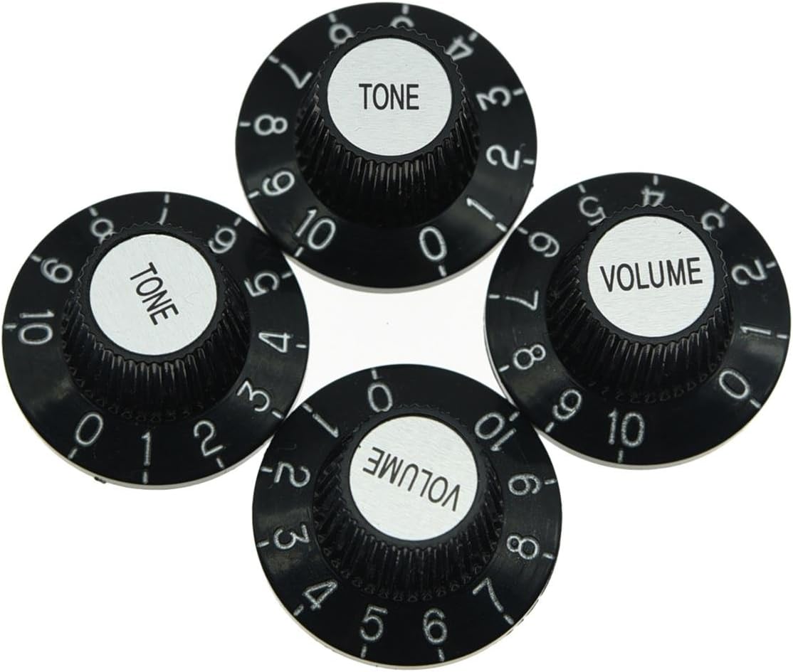 Dopro 4pcs 18 Coarse Spline Black with Chrome Cap LP Metric Guitar Witch Hat Knobs Top Hat Knobs for SG Epiphone Les Paul - Image 4