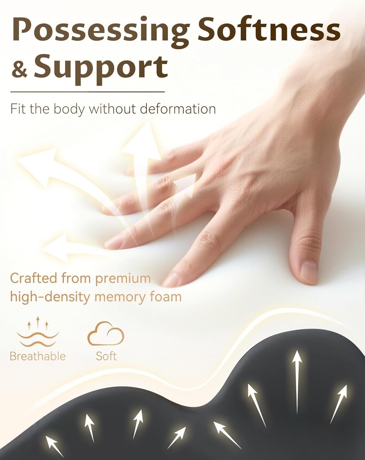 Vireon - Almohada de punto dulce, ángulo de 27°, posición perfecta, almohadas para parejas, cojín ergonómico de espuma viscoelástica para glúteos, experimentó un mejor apoyo y alineación (D)