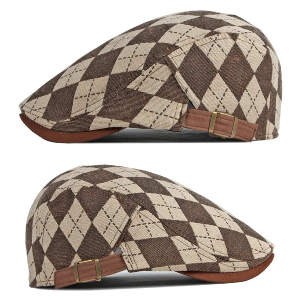 Cappello da Berretto Maschile di Primavera Autunno Berretto a Pasta retrò in avanti Tappo a Punta delle Donne con Cappello da Sole Sun Bola (Colore: Marrone, Dimensione: 55 * 60 cm)