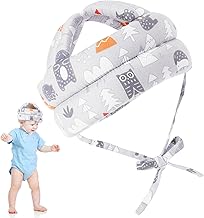 Baby Head Protector, Baby Helmet, Children's Head Protector, Made of Skin-friendly Cotton, Breathable, Adjustable, for Children from 5 Months to 3 Years (Grey)