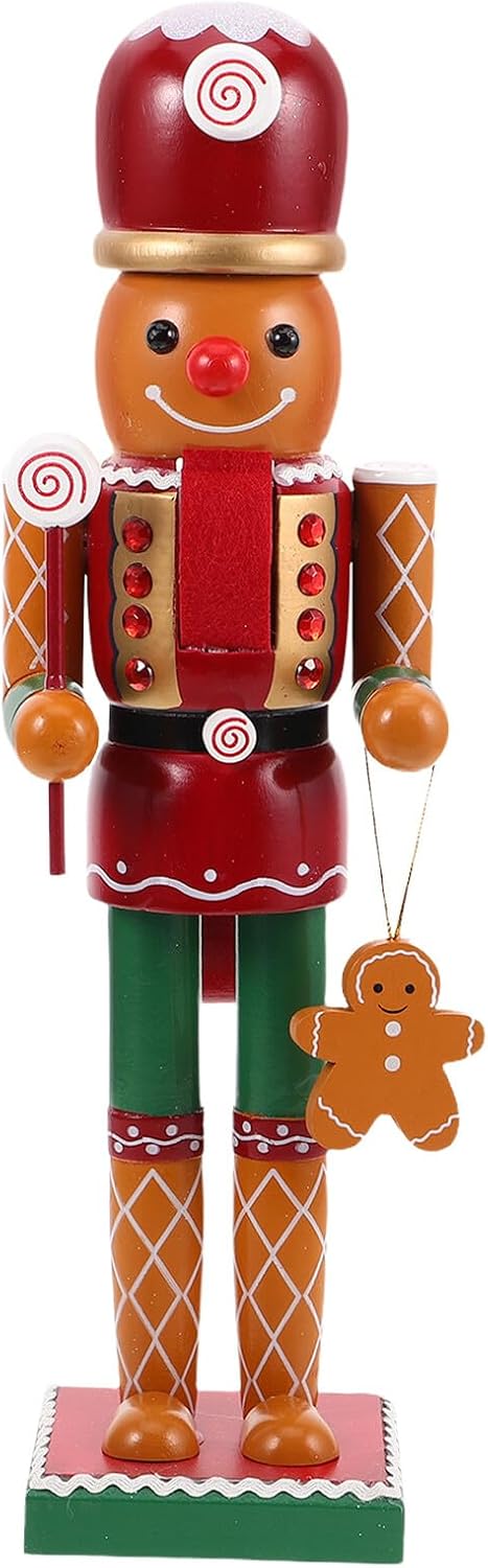 Gingerbread Nutcracker Figures Wooden Christmas Nutcracker Decorations Soldier Figurine Yellow Home Mantel Festival Display Ornament