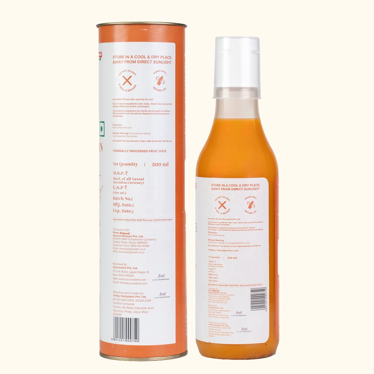 Baidyanath Ayurvedant Himalayan Sea Buckthorn Juice | 99.8% Pulp | Cold-Pressed | 500 ml | Natural Source of Vitamin C, Omega 3, 6, 7 & 9 | Supports Immunity, Skin & Gut Health 1