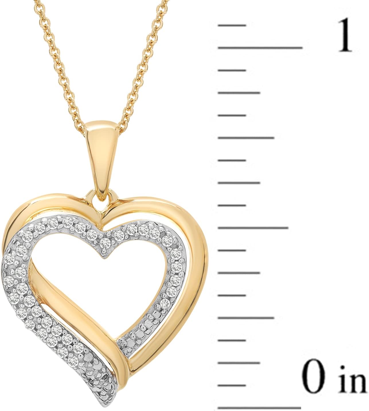 Timeless Love Heart Diamond Necklace for Women, 1/10 CTTW Diamond Heart Shaped Pendant With 18" Chain Set in Yellow Gold Over Sterling Silver or Sterling Silver, Fashion Heart Necklaces for Women - Image 5