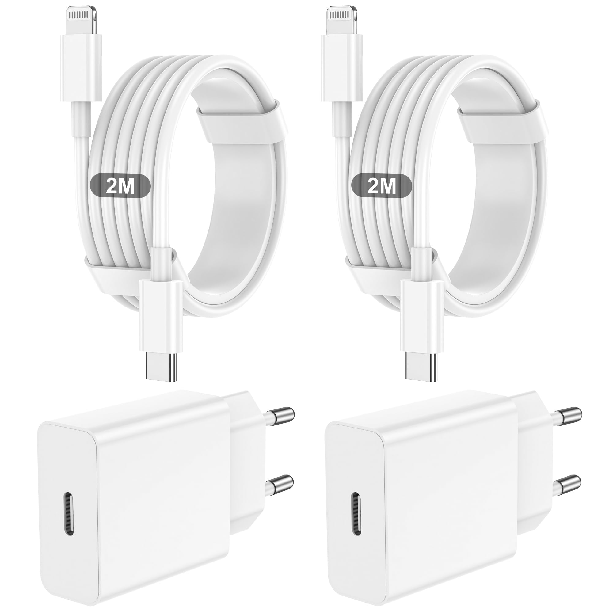 Caricatore per IPhone,2 Pack Caricabatterie USB C Rapido Alimentatore Presa With 2Pack 2M USB C- Lightning Spina Per IPhone 14/13/12/11/Pro/Pro Max/XS/XR/X/SE/iPad/Adattatore Caricabatteria Veloce