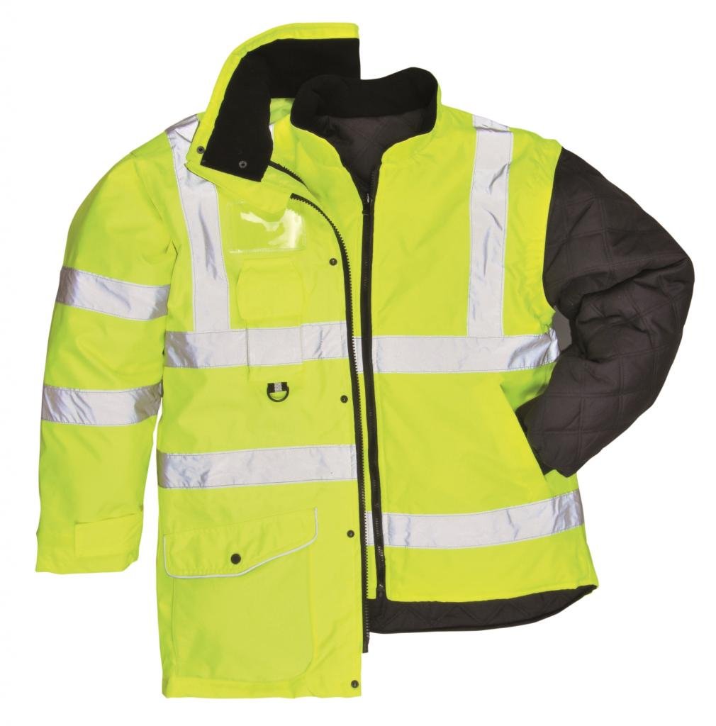 Portwest US427 Hi-Vis Waterproof 7-in-1 Traffic Safety Jacket Yellow, 3X-Large