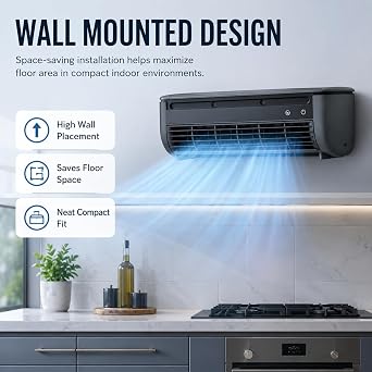 Mini Split Air Conditioner, Wall Mounted Ductless Portable AC Unit with Remote Control, 3 Speed Cooling Fan for Bedroom, Kitchen, Office and Small Spaces (White)