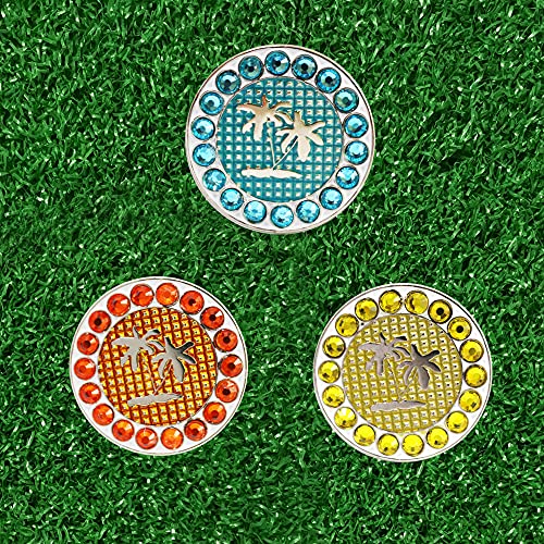 Myartte Golf Ball Markers Crystal Ball Markers Fit Golf Hat Clips And Divot Tools (Palm Tree-White) #TOP1