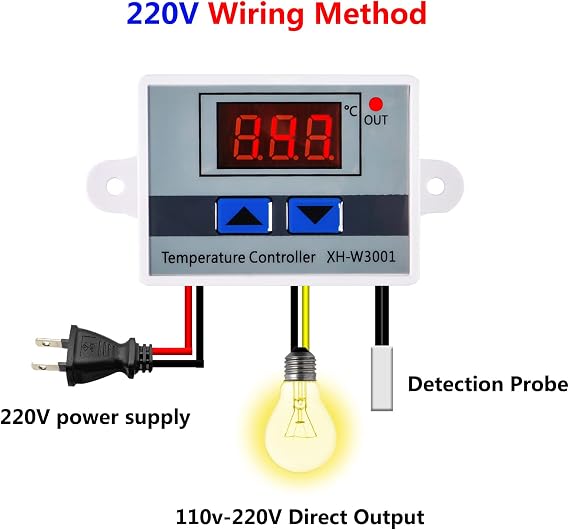 2Pcs Digital LED Temperature Controller Module 12V 10A 120W Digital Thermostat Switch Electronic Thermostat with Waterproof Probe Programmable Heating Cooling XH-W3001