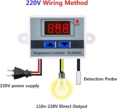 2Pcs Digital LED Temperature Controller Module 12V 10A 120W Digital Thermostat Switch Electronic Thermostat with Waterproof Probe Programmable Heating Cooling XH-W3001