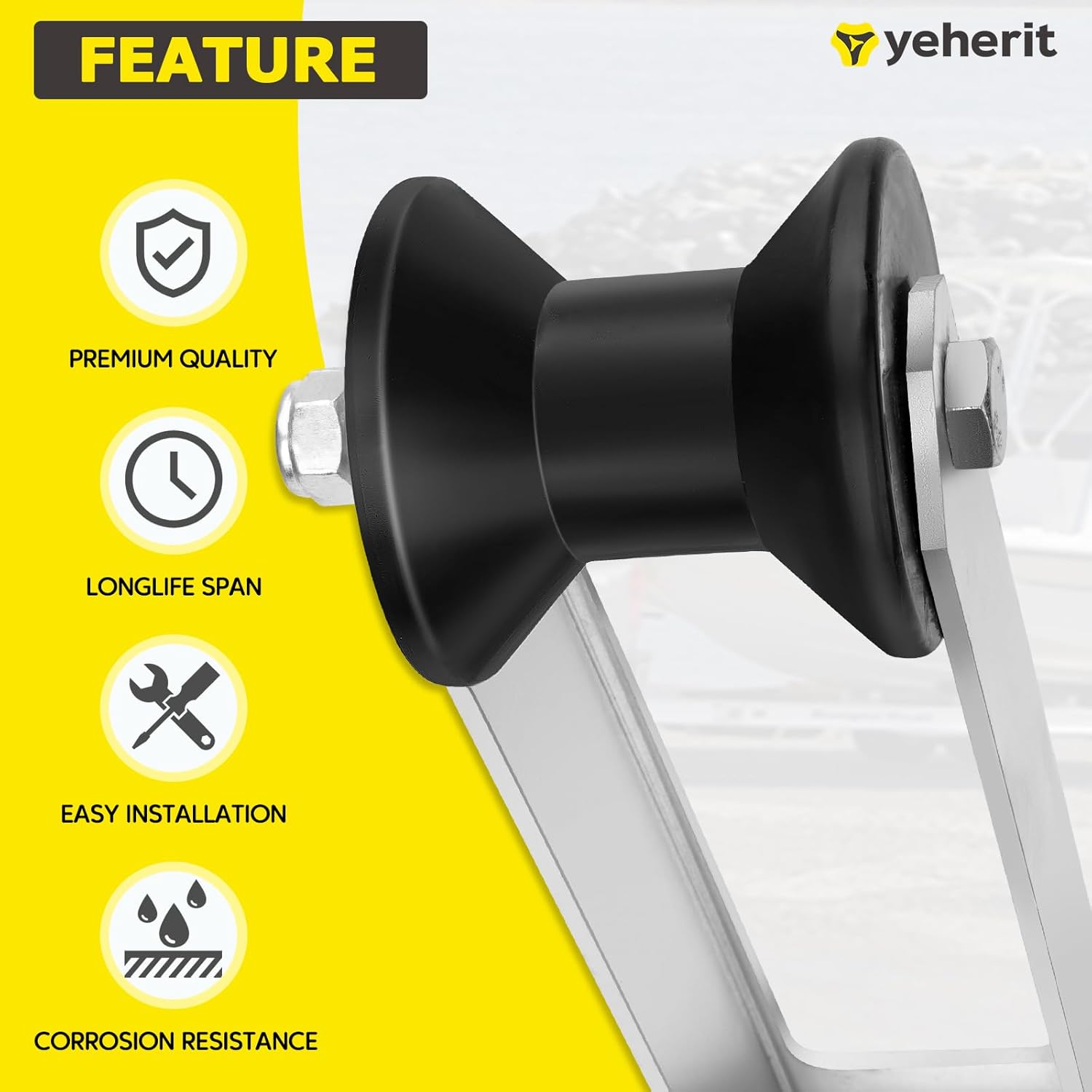 Boat Trailer Winch Post with Trailer Roller Compatible with 3" W X 4" H Trailer Tongue Winch Stands, Height Adjustable Boat Winch Mounts, Galvanized Steel