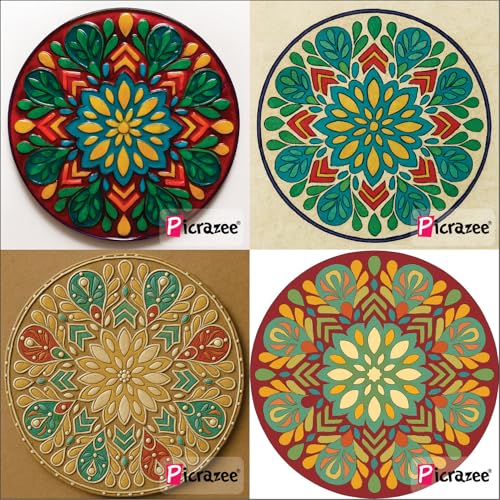 Image of PICRAZEE DIY Art & Craft Wooden Painting Kit for Kids | 5.5mm Imported Pine Premarked MDF Plates Painting Set with 6 Colors 2 Brushes Palette and Easel | Drawing & Coloring Activity Set for Gifting