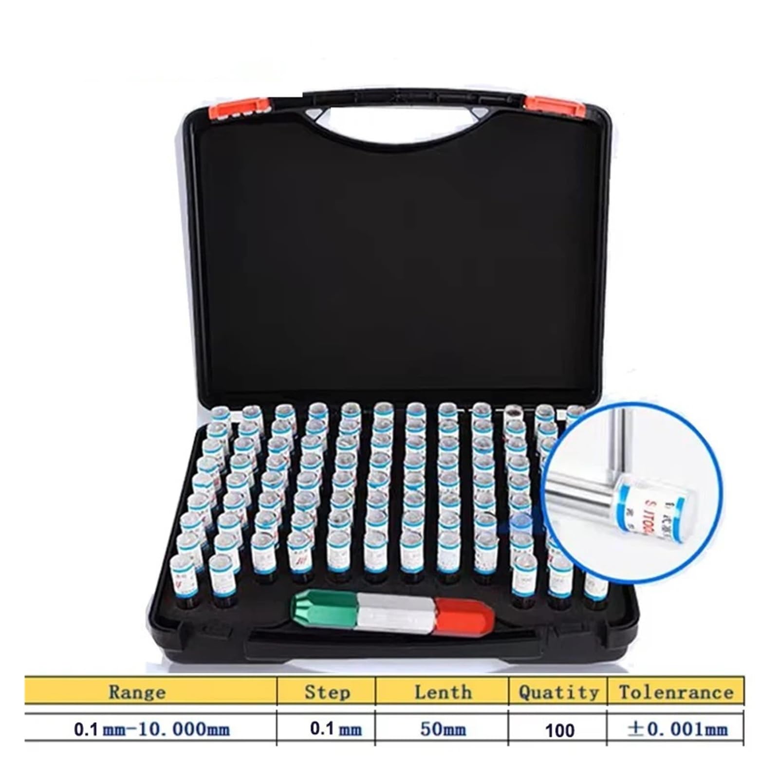 Calibro a perno in acciaio di precisione da 0,1-10,00 mm, 100 pezzi, con gradini da 0,1 mm, calibro for fori lisci, 58-67HRC, lavorazione dei metalli Alta precisione